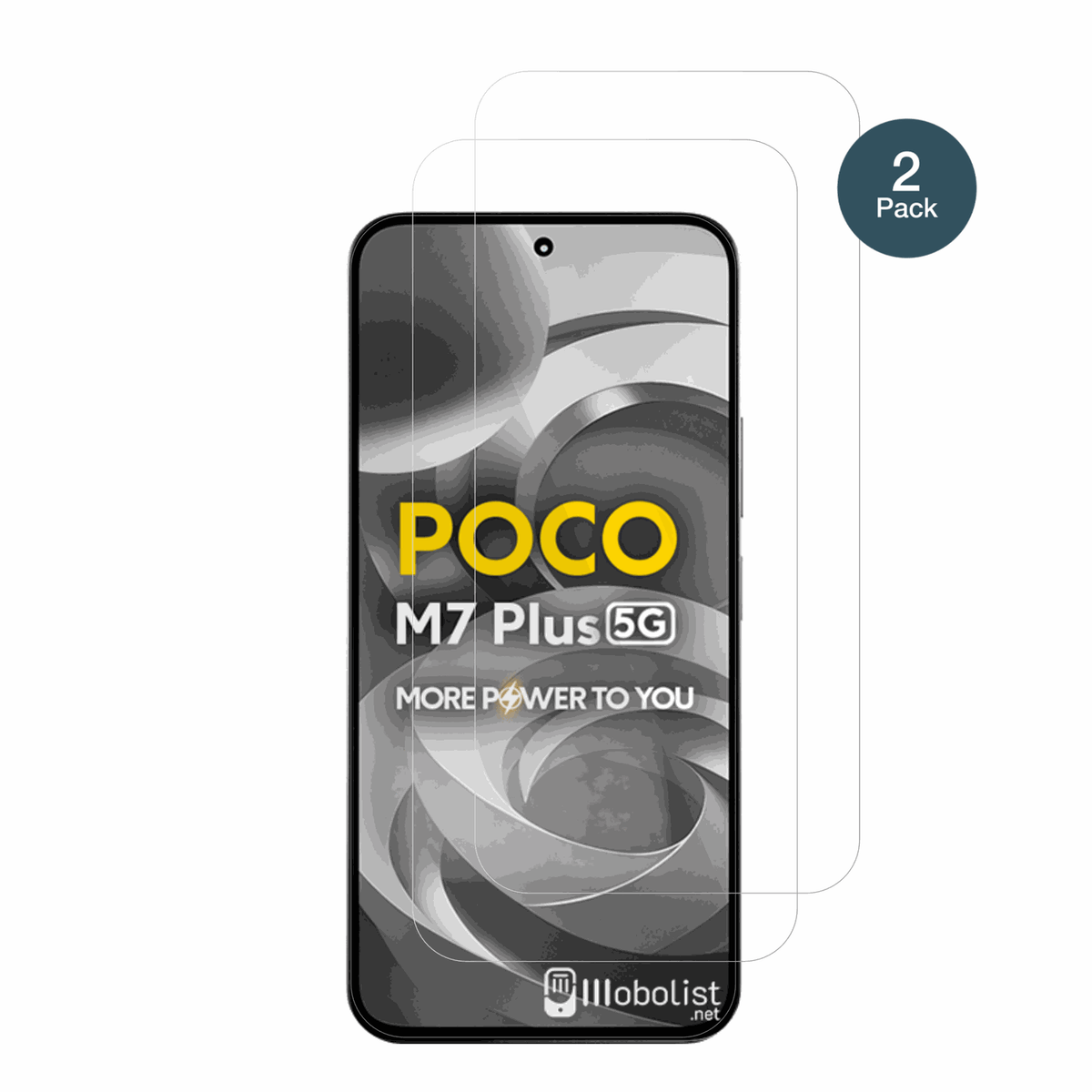 XiaomiPoco M7 Plus 5G mit aufgebrachter dipos Flex Schutzfolie, glasklare Darstellung ohne Einschränkungen
