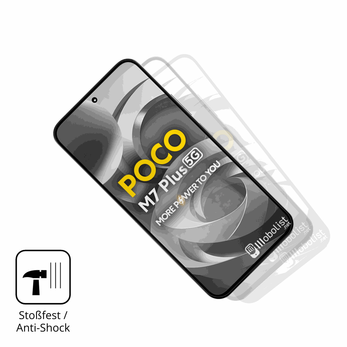 Schutz gegen Kratzer auf dem Xiaomi Poco M7 Plus 5G Glas durch Schlüssel, Stöße gegen die Tischkante oder Stürze