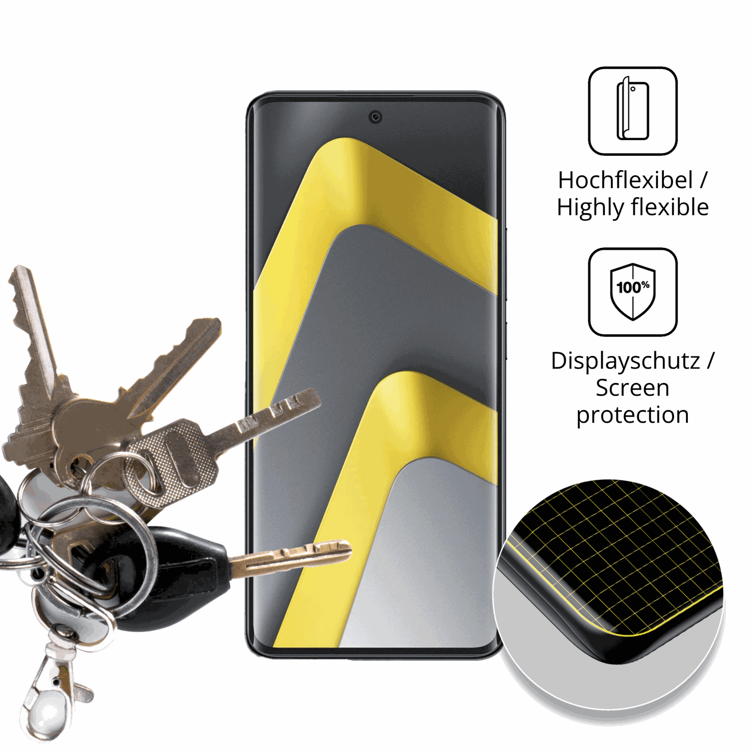 dipos Displayschutz für Xiaomi Poco M8 5G, transparente Oberfläche, perfekte Passform auch für die Rundungen