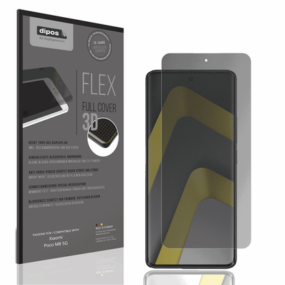 Blickschutzfolie von dipos passend für Xiaomi Poco M8 5G, 100% Displayabdeckung und blasenfreie Montage