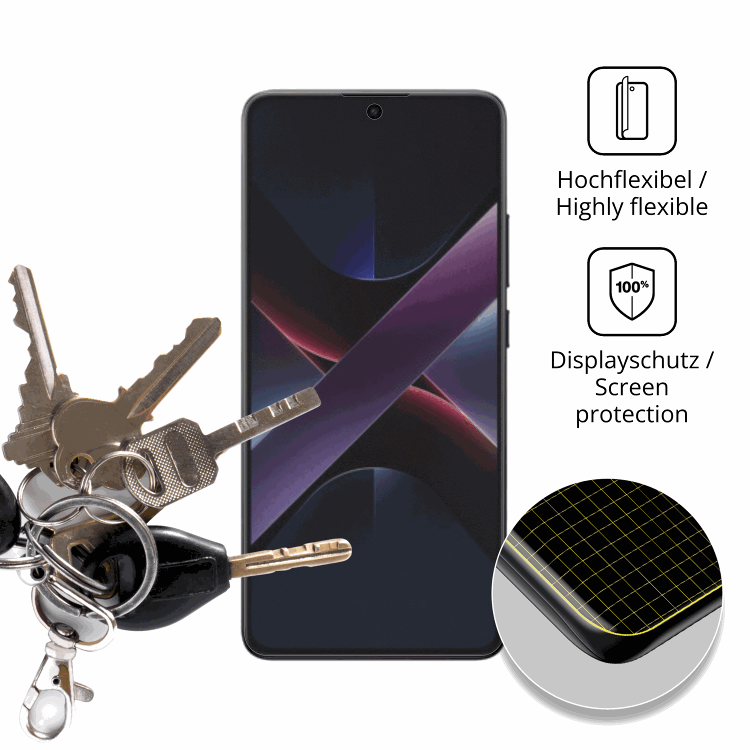 dipos Displayschutz für xiaomipoco x7, transparente Oberfläche, perfekte Passform auch für die Rundungen