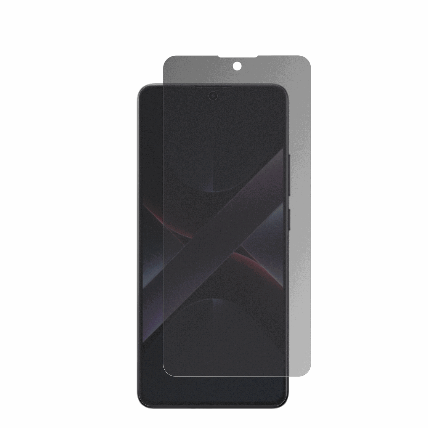 xiaomipoco x7 mit aufgebrachter dipos Flex Schutzfolie, die seitliche Einblicke blockiert
