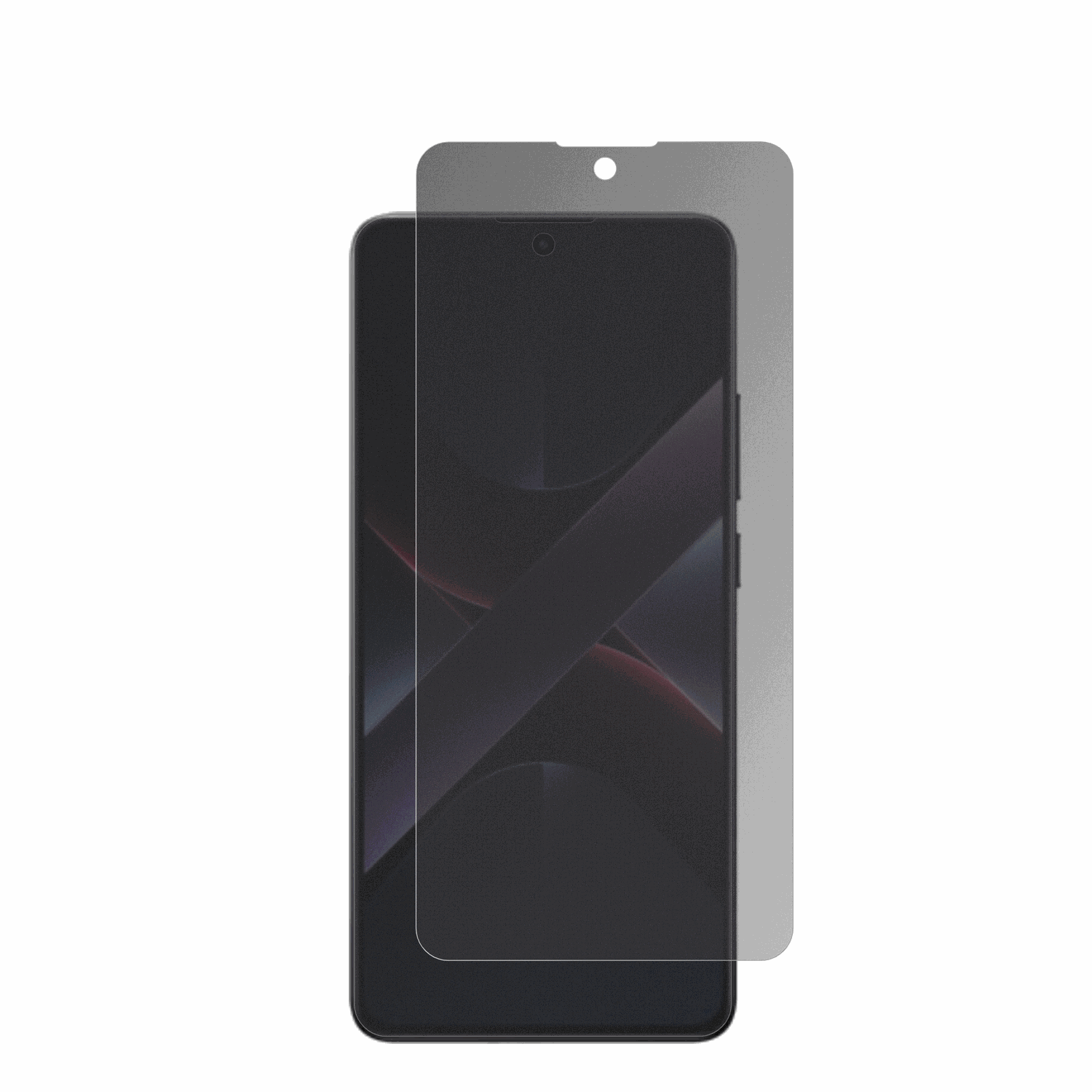 xiaomipoco x7 mit aufgebrachter dipos Flex Schutzfolie, die seitliche Einblicke blockiert