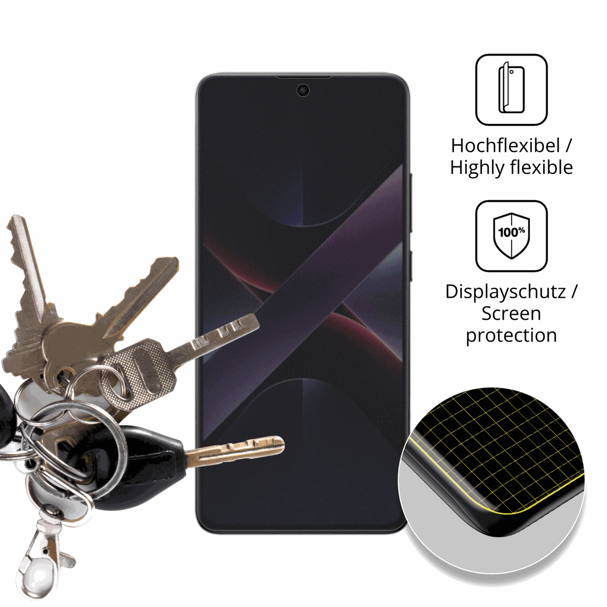 dipos Displayschutz für xiaomipoco x7, mit Blickschutzfilter und perfekter Passform auch für die Rundungen