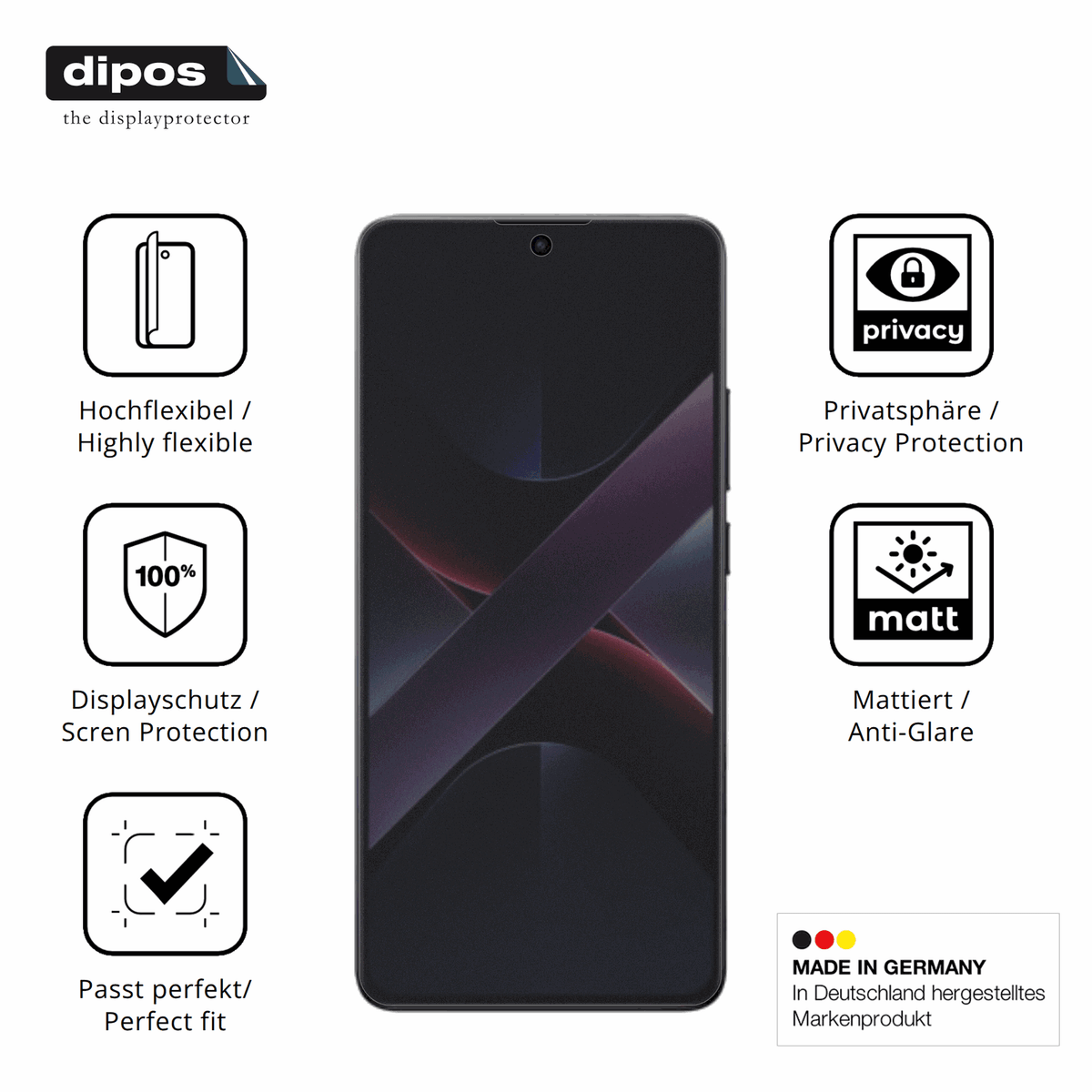 Flexible TPU-Folie passend zugeschnitten für xiaomipoco x7, mit Privatsphäre-Schutz durch Sichtschutz-Folie