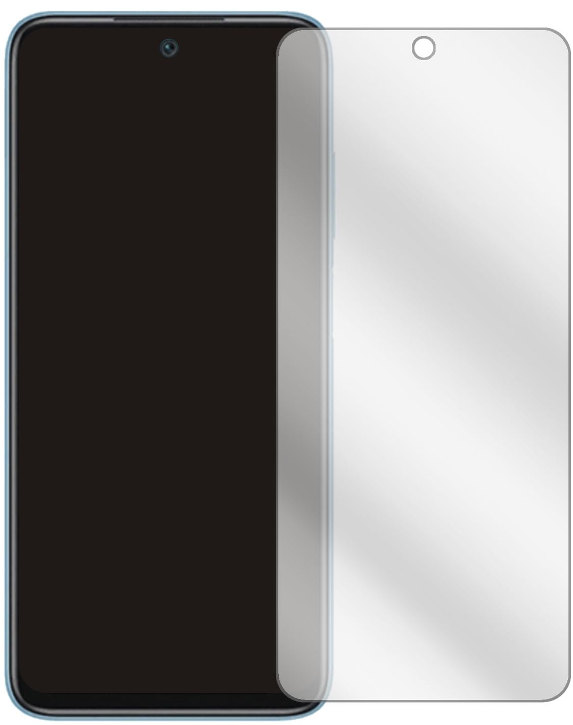 XiaomiRedmi 10 mit aufgebrachter dipos Displayschutzfolie, glasklare Darstellung ohne Einschränkungen