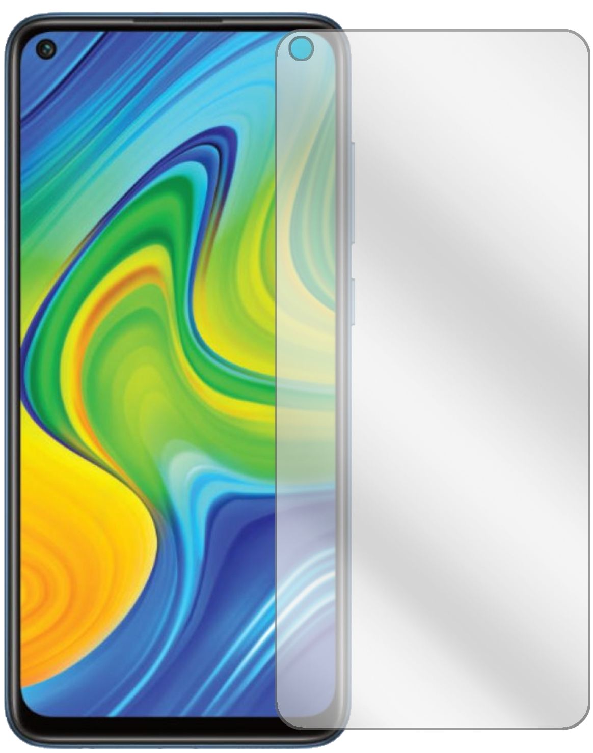 XiaomiRedmi 10X 4G mit aufgebrachter dipos Displayschutzfolie, glasklare Darstellung ohne Einschränkungen