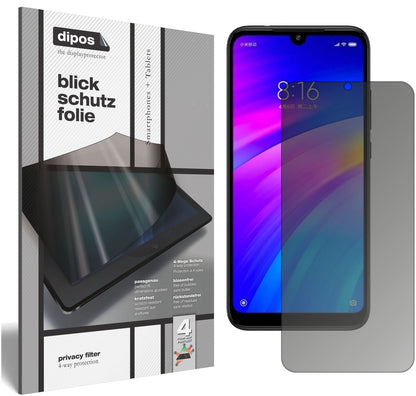 Blickschutzfolie von dipos passend für Xiaomi Redmi 7, präziser Zuschnitt und blasenfrei montiert