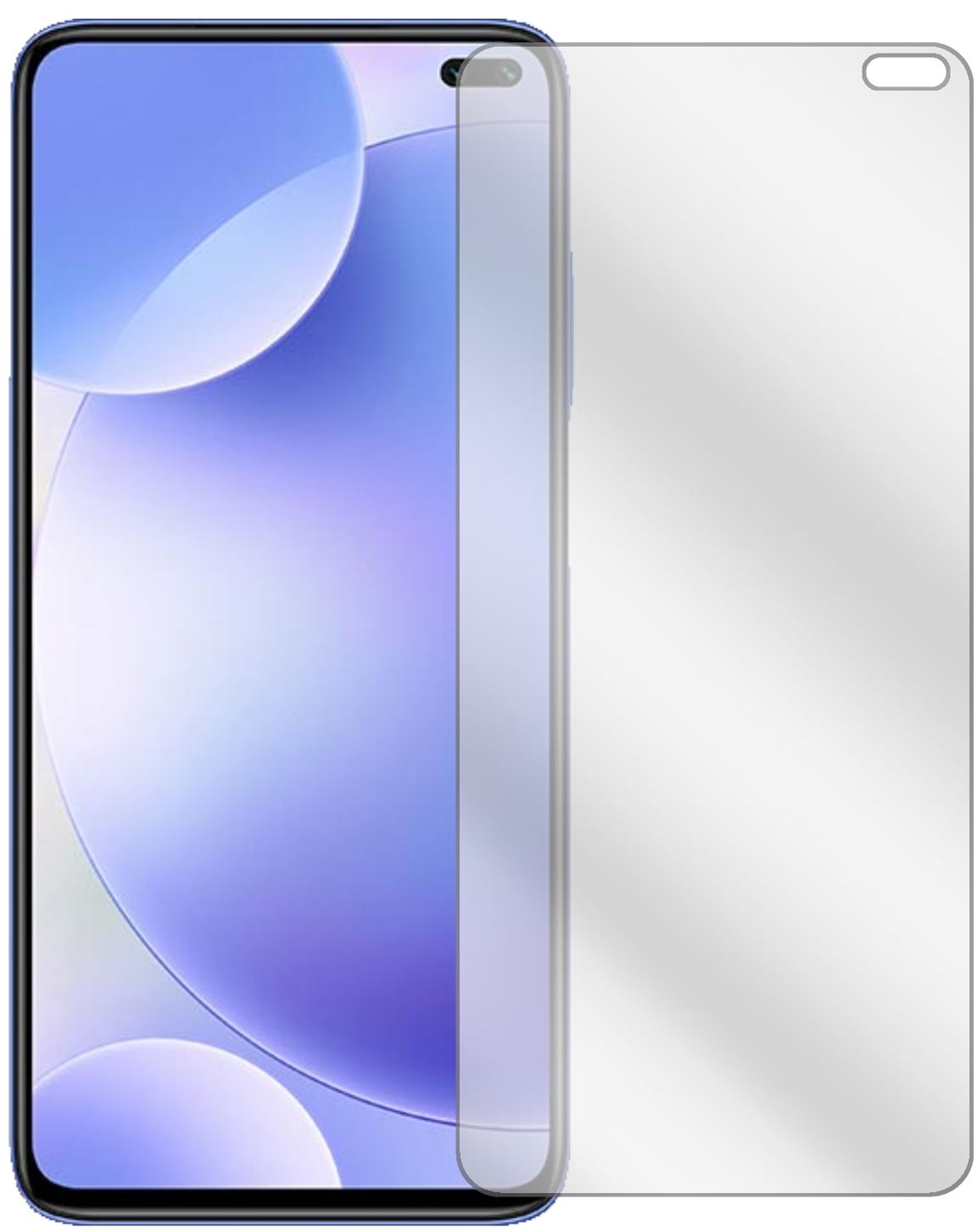 XiaomiRedmi K30 5G Racing mit aufgebrachter dipos Displayschutzfolie, glasklare Darstellung ohne Einschränkungen