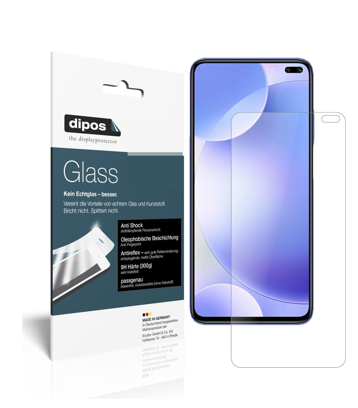 Matte Displayschutzfolie von dipos passend für Xiaomi Redmi K30 5G Racing, 9H kratzfest und blasenfrei montiert