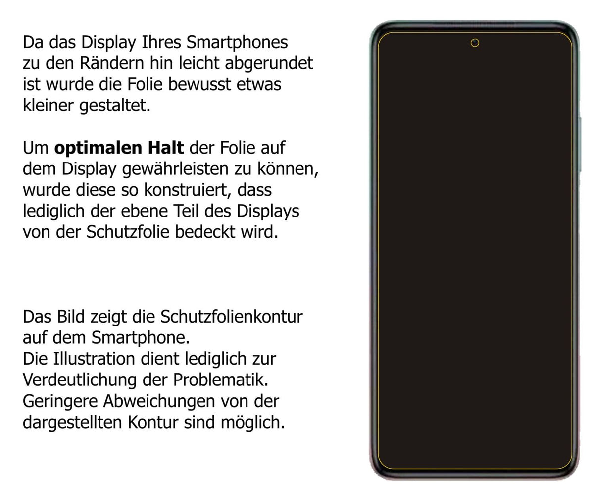 dipos Displayschutz für Xiaomi Redmi Note 11T, transparente Oberfläche, perfekte Passform auch für die Rundungen