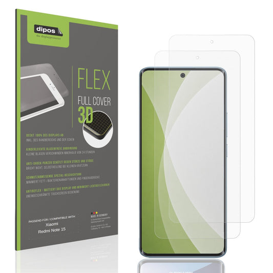 Matte Displayschutzfolie von dipos passend für Xiaomi Redmi Note 15, 100% Displayabdeckung und blasenfreie Montage