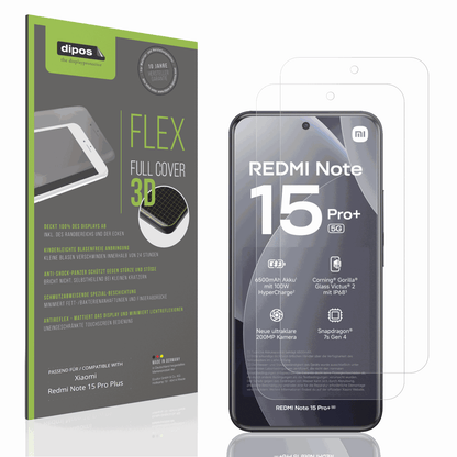 Matte Displayschutzfolie von dipos passend für Xiaomi Redmi Note 15 Pro Plus, 100% Displayabdeckung und blasenfreie Montage
