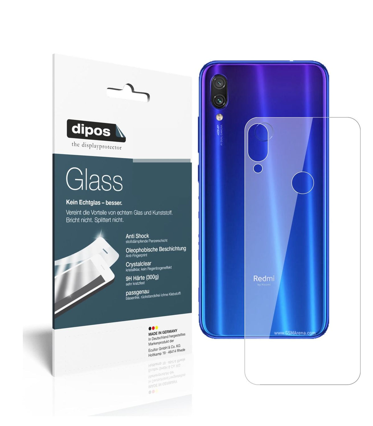 Perfekte Passform und ultimative Qualität: Unser 9H Panzerglas bietet Schutz für Xiaomi-Redmi Note 7 Pro Rückseite