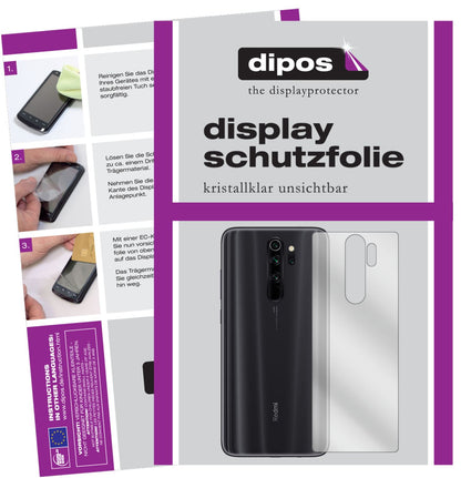 2x Schutzfolie klar für Xiaomi Redmi Note 8 Pro Rückseite Display-Schutzfolie