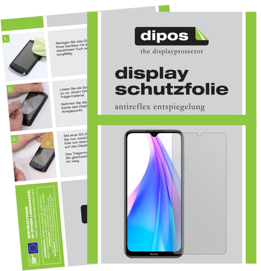 Matte Displayschutzfolie von dipos passend für Xiaomi Redmi Note 8T, präziser Zuschnitt und blasenfrei montiert