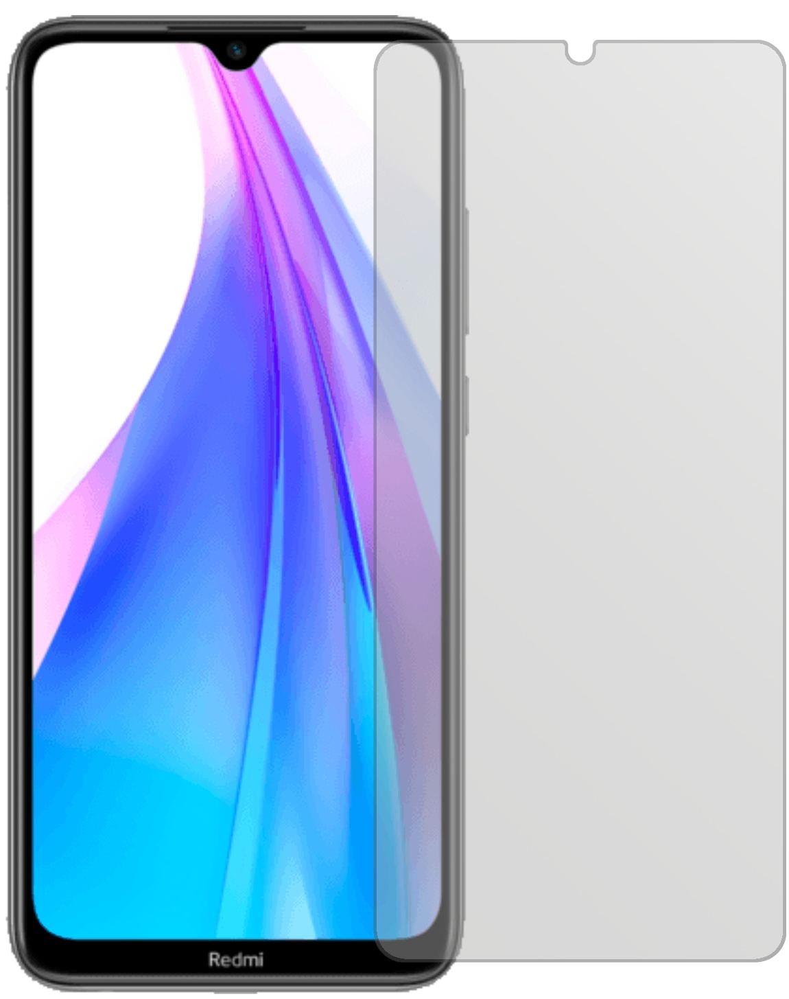 XiaomiRedmi Note 8T mit aufgebrachter dipos Displayschutzfolie, die lästige Fingerabdrücke minimiert