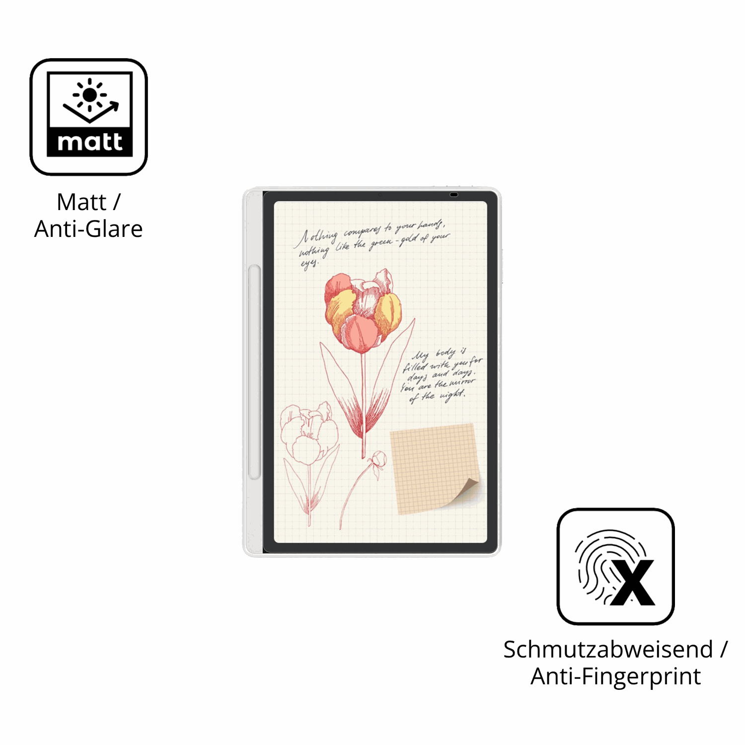 Dünne und entspiegelnde Folie passend zugeschnitten für XP-Pen Magic Note Pad