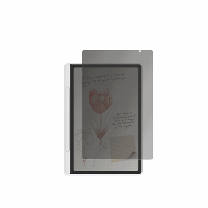 XP-PenMagic Note Pad mit aufgebrachtem dipos Displayschutz, der seitliche Einblicke blockiert