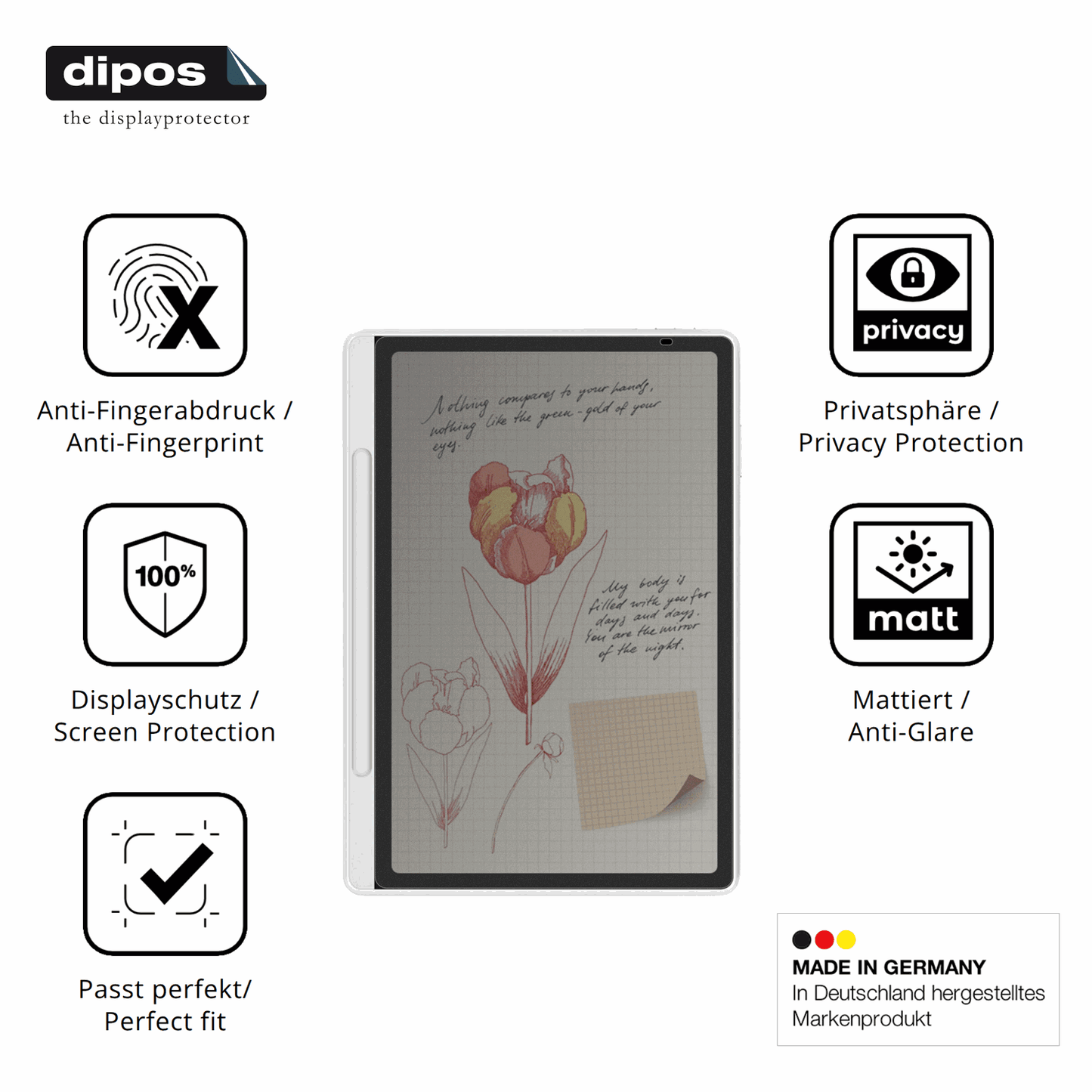 Privatsphäre-Schutz durch Sichtschutz-Folie passend zugeschnitten für XP-Pen Magic Note Pad