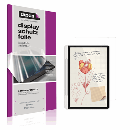 Klare Displayschutzfolie von dipos passend für XP-Pen Magic Note Pad, präziser Zuschnitt und blasenfrei montiert