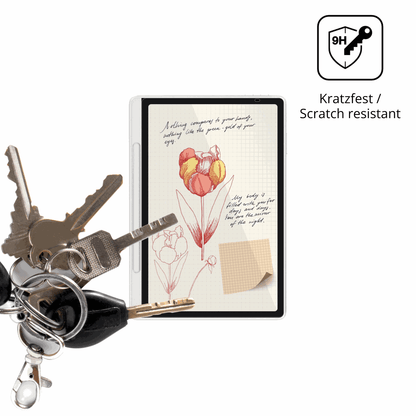 XP-PenMagic Note Pad mit aufgebrachter dipos Flex Schutzfolie, glasklare Darstellung ohne Einschränkungen