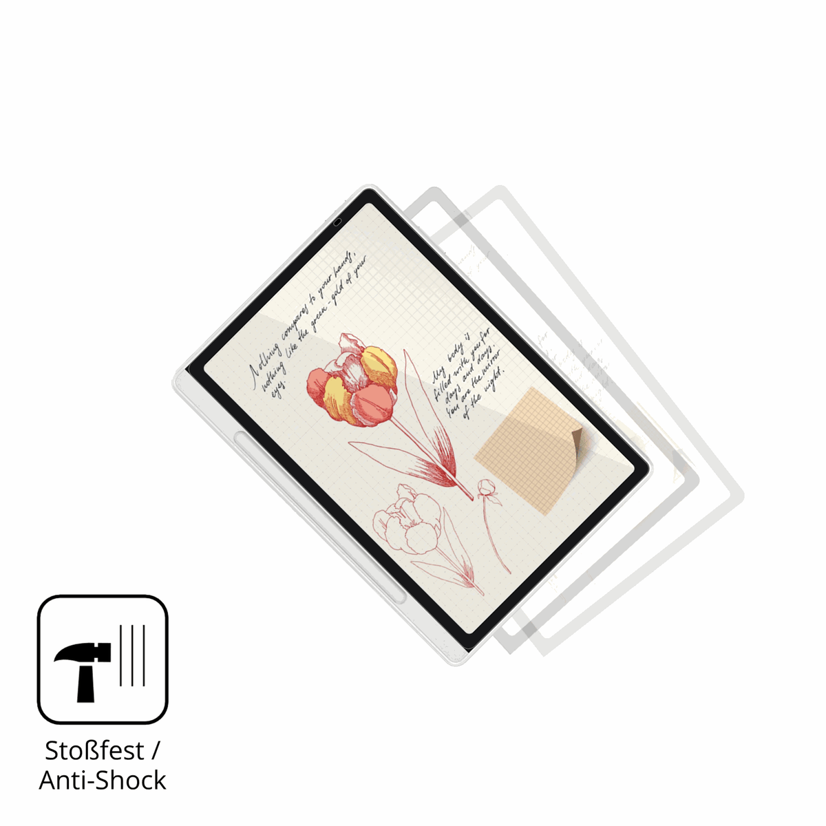 Schutz gegen Kratzer auf dem XP-Pen Magic Note Pad Glas durch Schlüssel, Stöße gegen die Tischkante oder Stürze