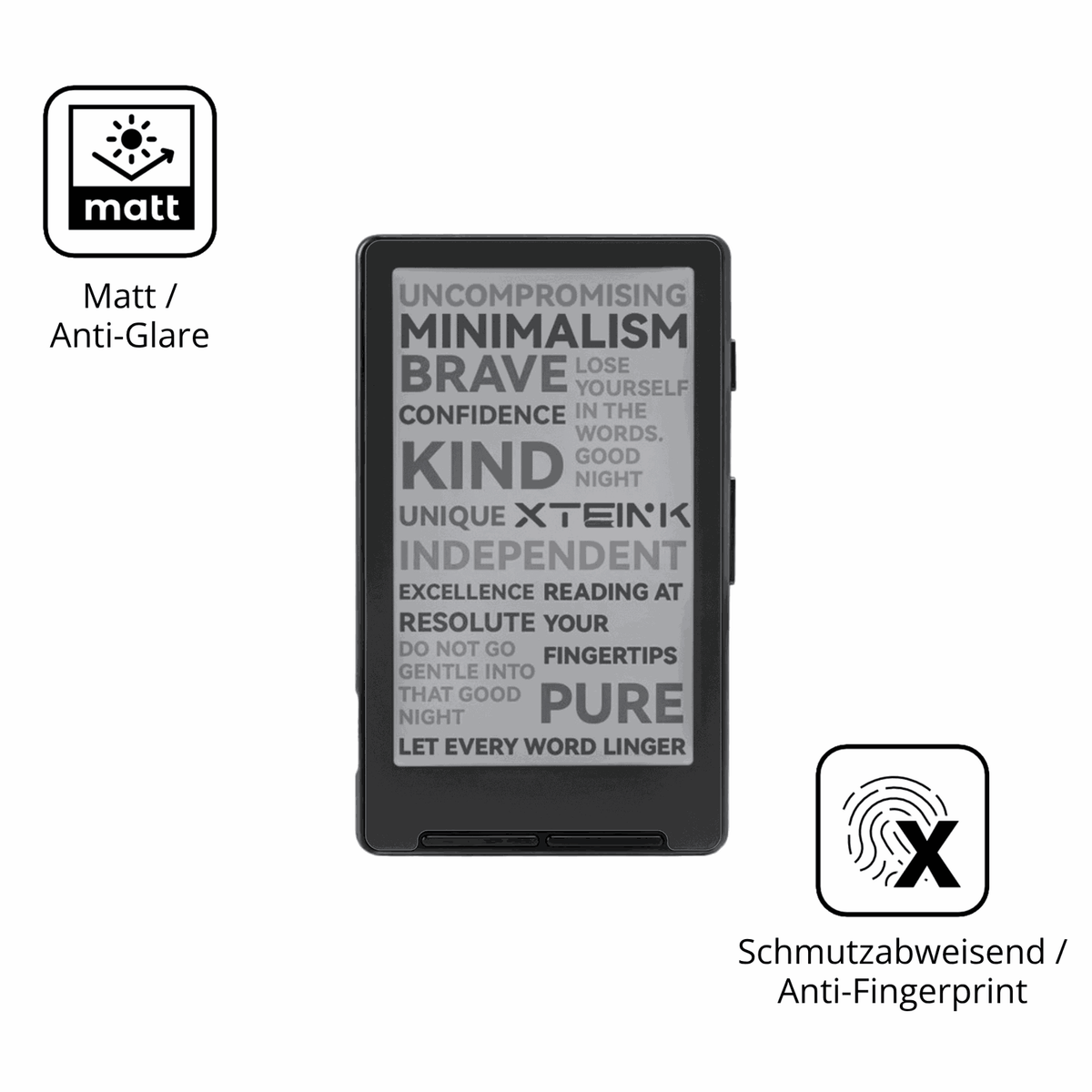 Dünne und entspiegelnde Folie passend zugeschnitten für Xteink X4 eReader