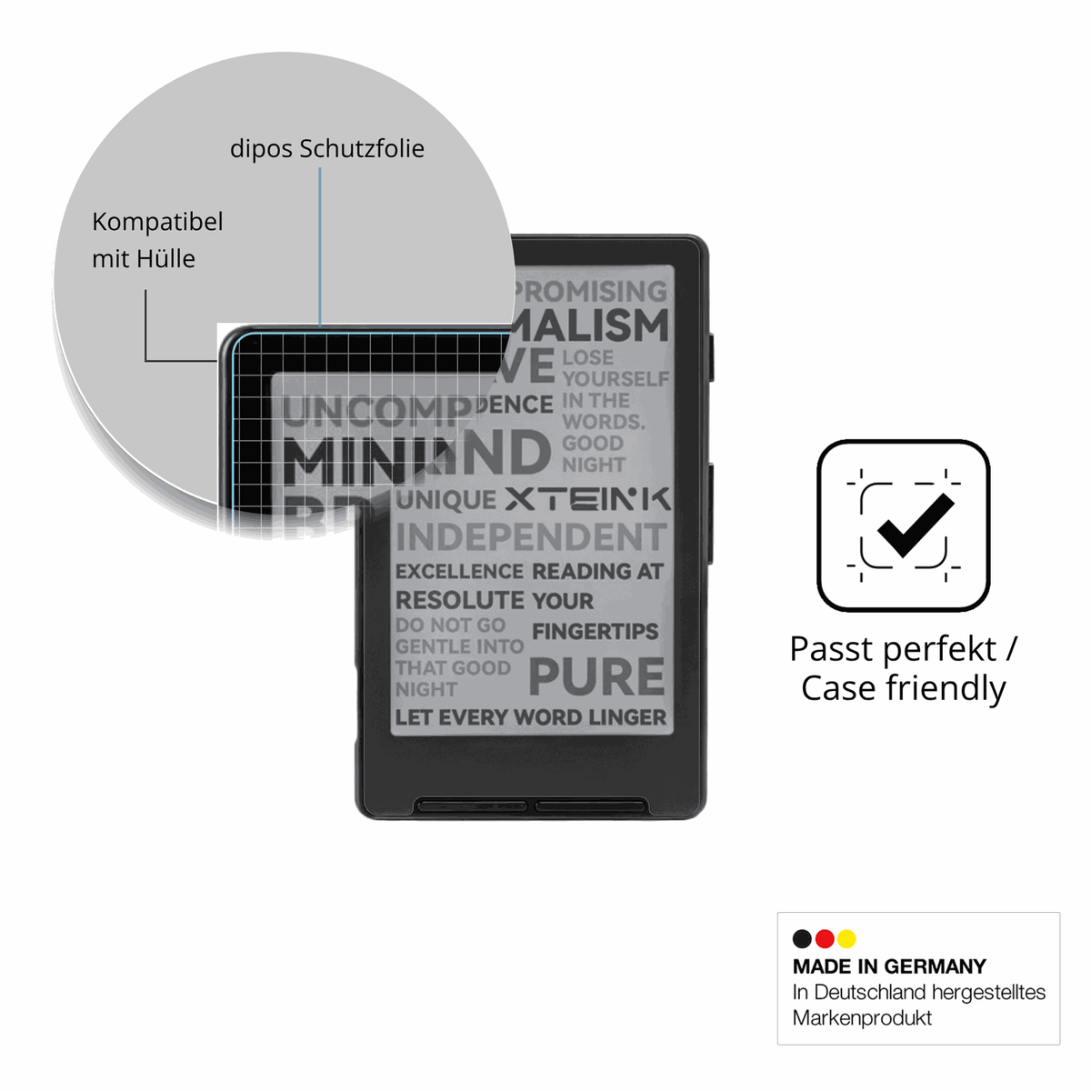 Schutzfolie mit optimaler Passform, zur Verwendung mit Hüllen geeignet