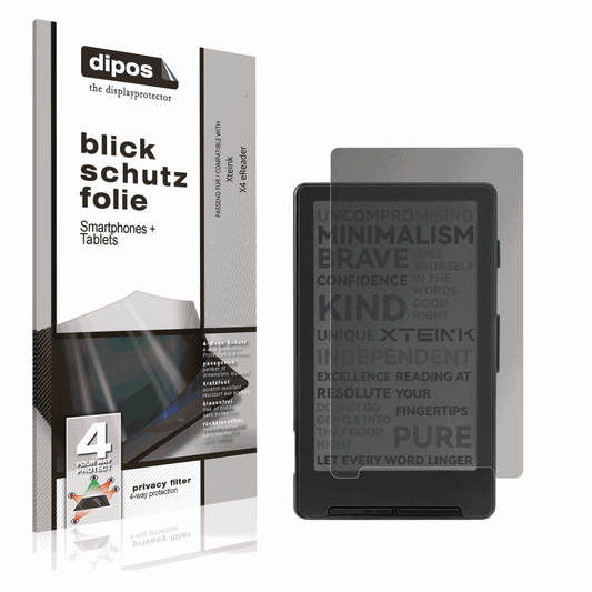 Blickschutzfolie von dipos passend für Xteink X4 eReader, präziser Zuschnitt und blasenfrei montiert