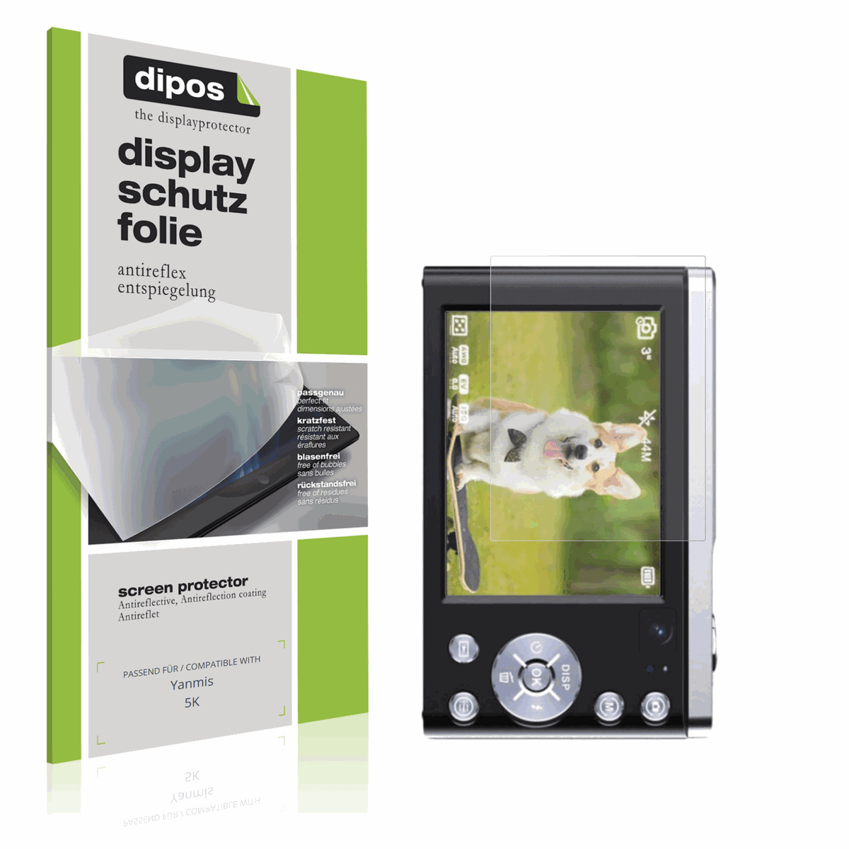 Matte Displayschutzfolie von dipos passend für Yanmis 5K, präziser Zuschnitt und blasenfrei montiert