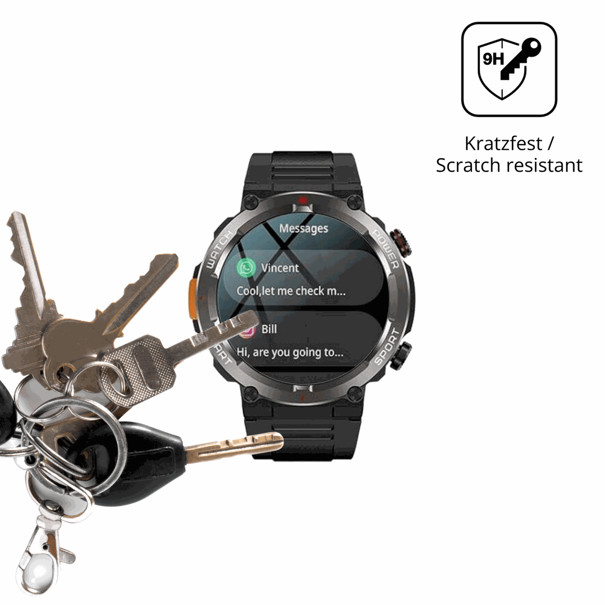dipos Displayschutz für Yxtel W50 Pro, transparente Oberfläche, perfekte Passform auch für die Rundungen