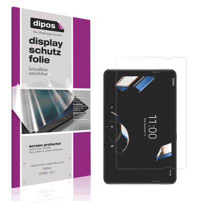 Klare Displayschutzfolie von dipos passend für Zebra ET401 10.1, präziser Zuschnitt und blasenfrei montiert