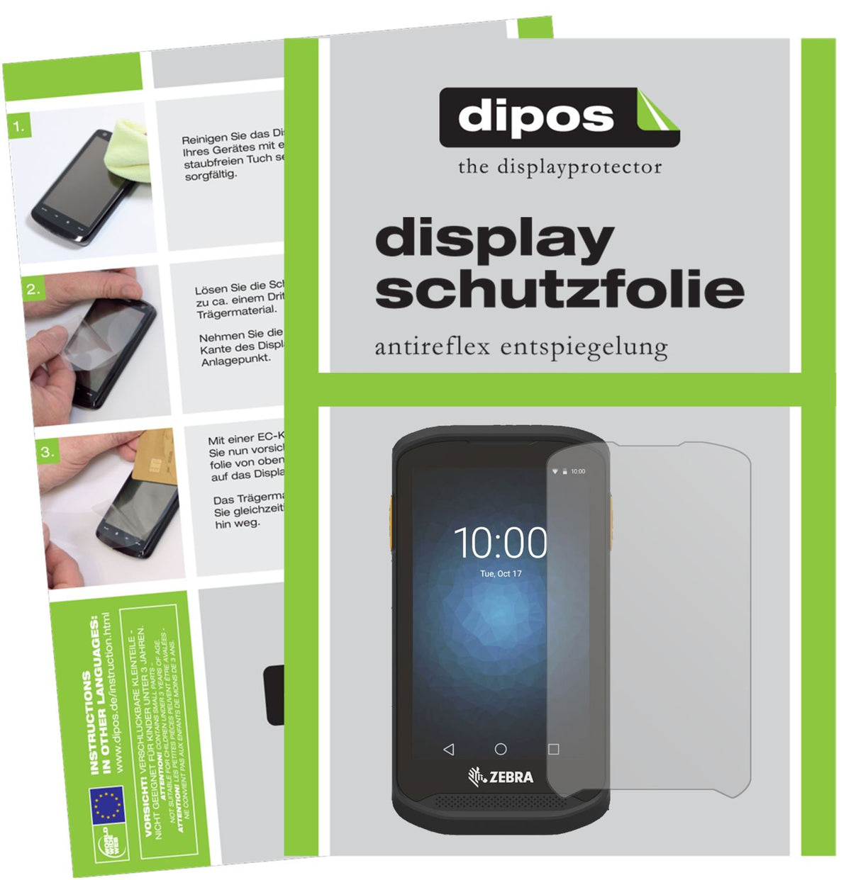 Matte Displayschutzfolie von dipos passend für Zebra TC20, präziser Zuschnitt und blasenfrei montiert