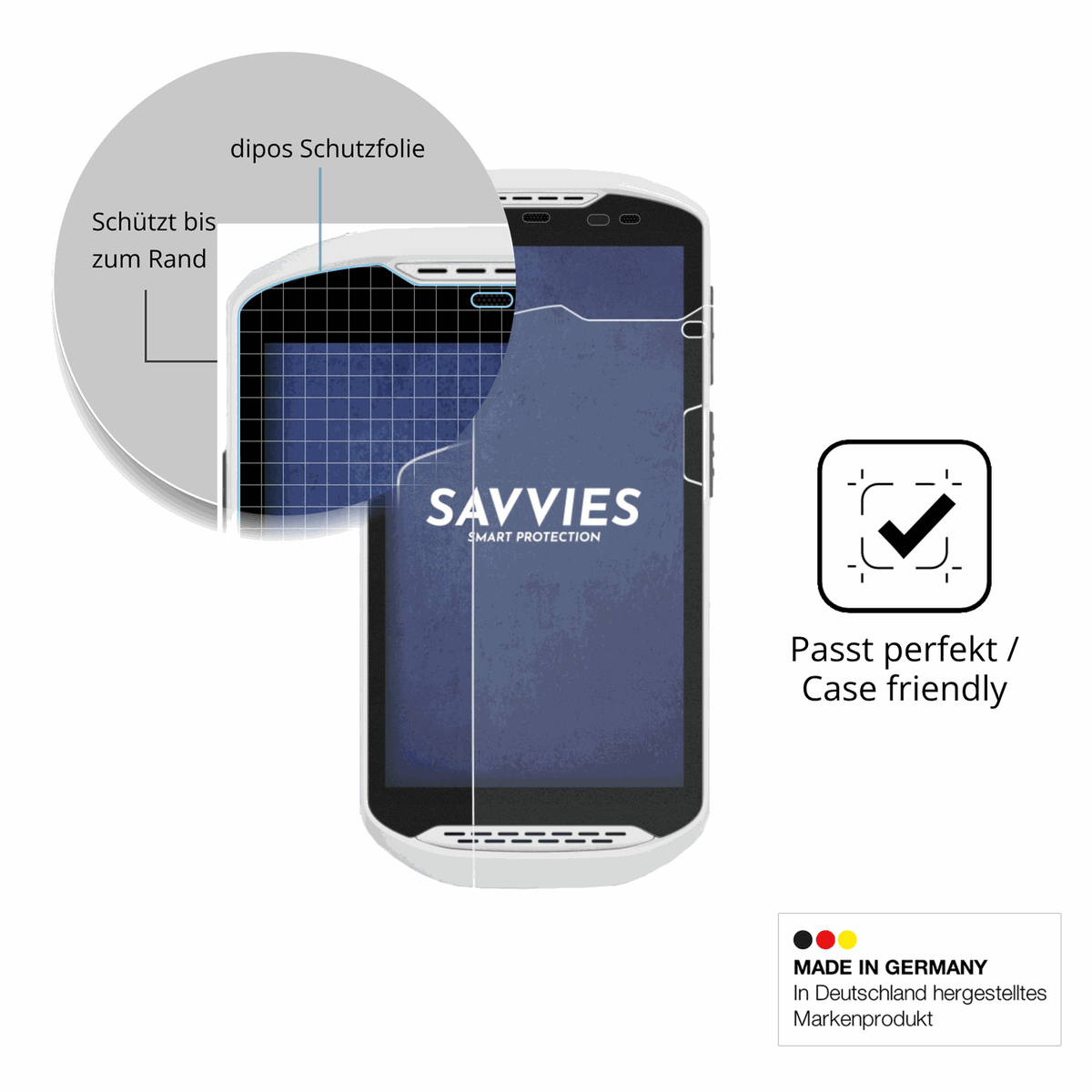 Schutzglasfolie mit optimaler Passform, zur Verwendung mit Hüllen geeignet