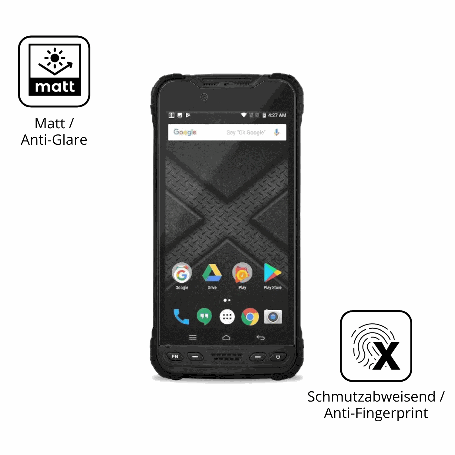 Dünne und entspiegelnde Folie passend zugeschnitten für Zebra Xplore M60