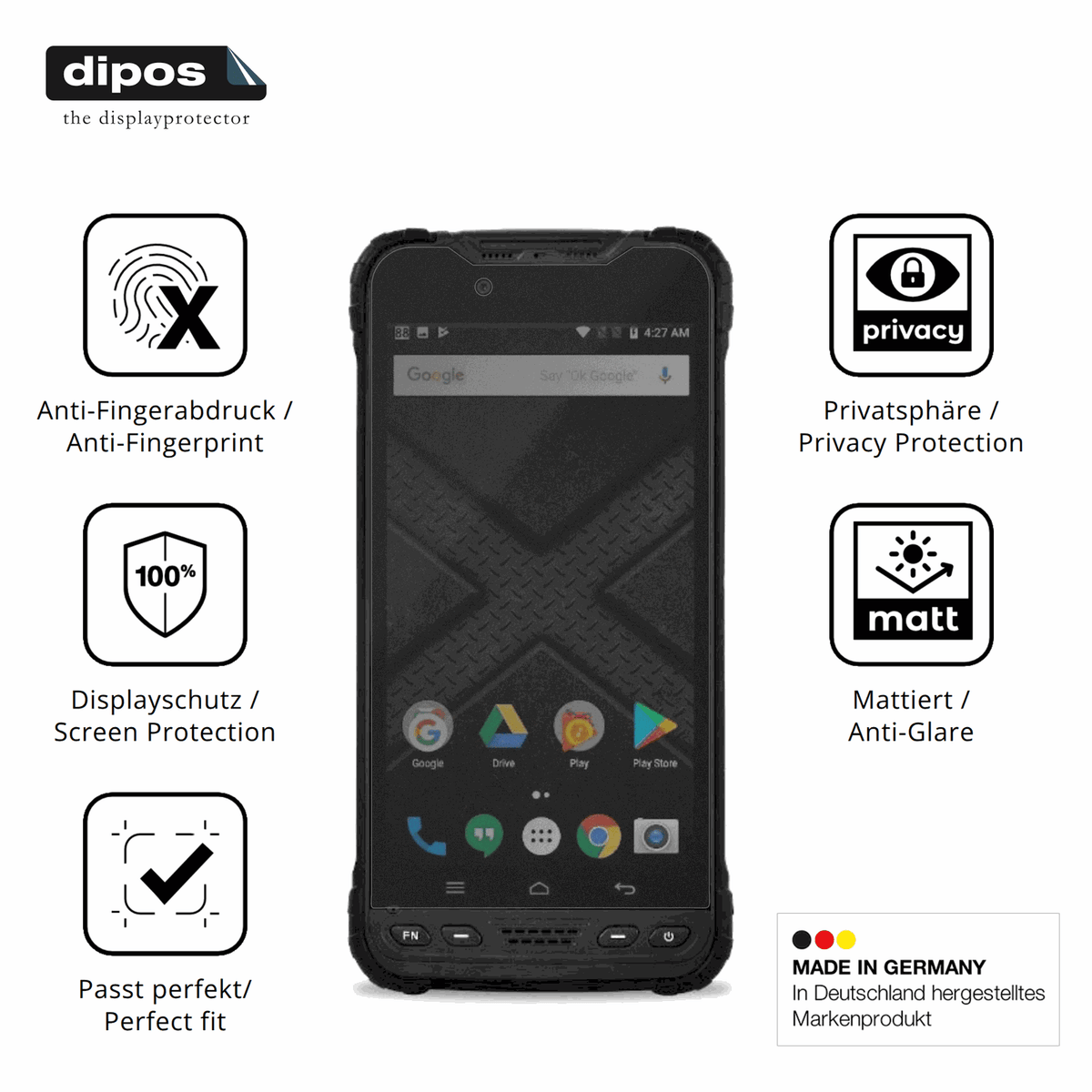Privatsphäre-Schutz durch Sichtschutz-Folie passend zugeschnitten für Zebra Xplore M60