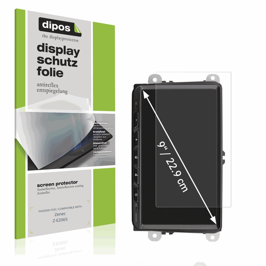 Matte Displayschutzfolie von dipos passend für Zenec Z-E2065, präziser Zuschnitt und blasenfrei montiert