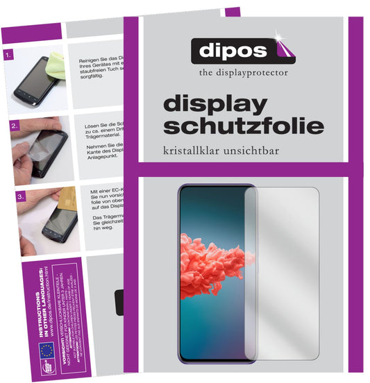Klare Displayschutzfolie von dipos passend für ZTE A20 5G, präziser Zuschnitt und blasenfrei montiert