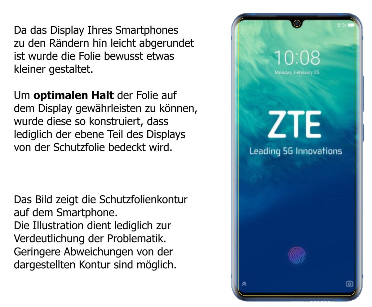 Blickschutzfolie für ZTE Axon 10s Pro 5G matt Schutzfolie Privacy