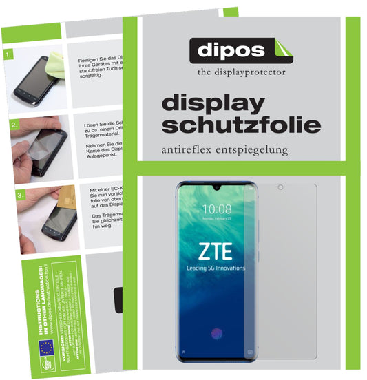 Matte Displayschutzfolie von dipos passend für ZTE Axon 10s Pro 5G, präziser Zuschnitt und blasenfrei montiert
