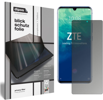 Blickschutzfolie von dipos passend für ZTE Axon 10s Pro 5G, präziser Zuschnitt und blasenfrei montiert