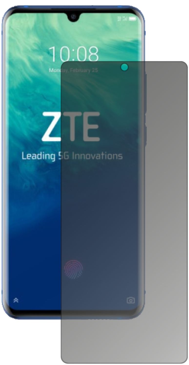 ZTEAxon 10s Pro 5G mit aufgebrachtem dipos Displayschutz, der seitliche Einblicke blockiert