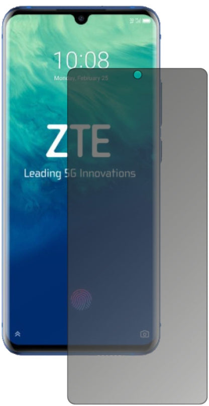 ZTEAxon 10s Pro 5G mit aufgebrachtem dipos Displayschutz, der seitliche Einblicke blockiert