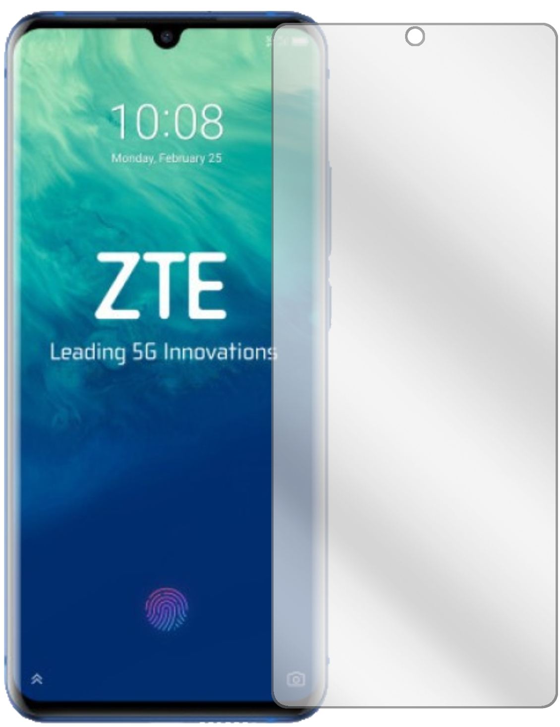ZTEAxon 10s Pro 5G mit aufgebrachter dipos Displayschutzfolie, glasklare Darstellung ohne Einschränkungen