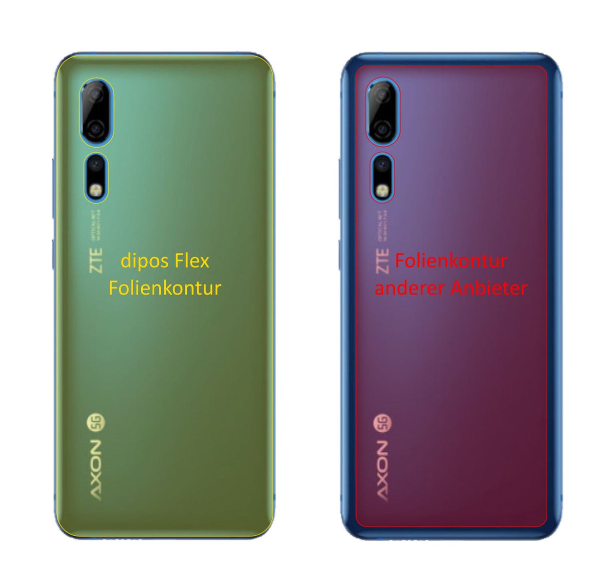 3x 3D Full Cover Schutzfolie für ZTE Axon 10s Pro Rückseite