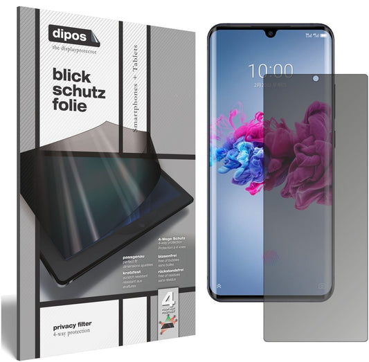 Blickschutzfolie von dipos passend für ZTE Axon 11 5G, präziser Zuschnitt und blasenfrei montiert