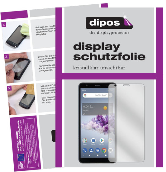 Klare Displayschutzfolie von dipos passend für ZTE Blade A3 Prime, präziser Zuschnitt und blasenfrei montiert