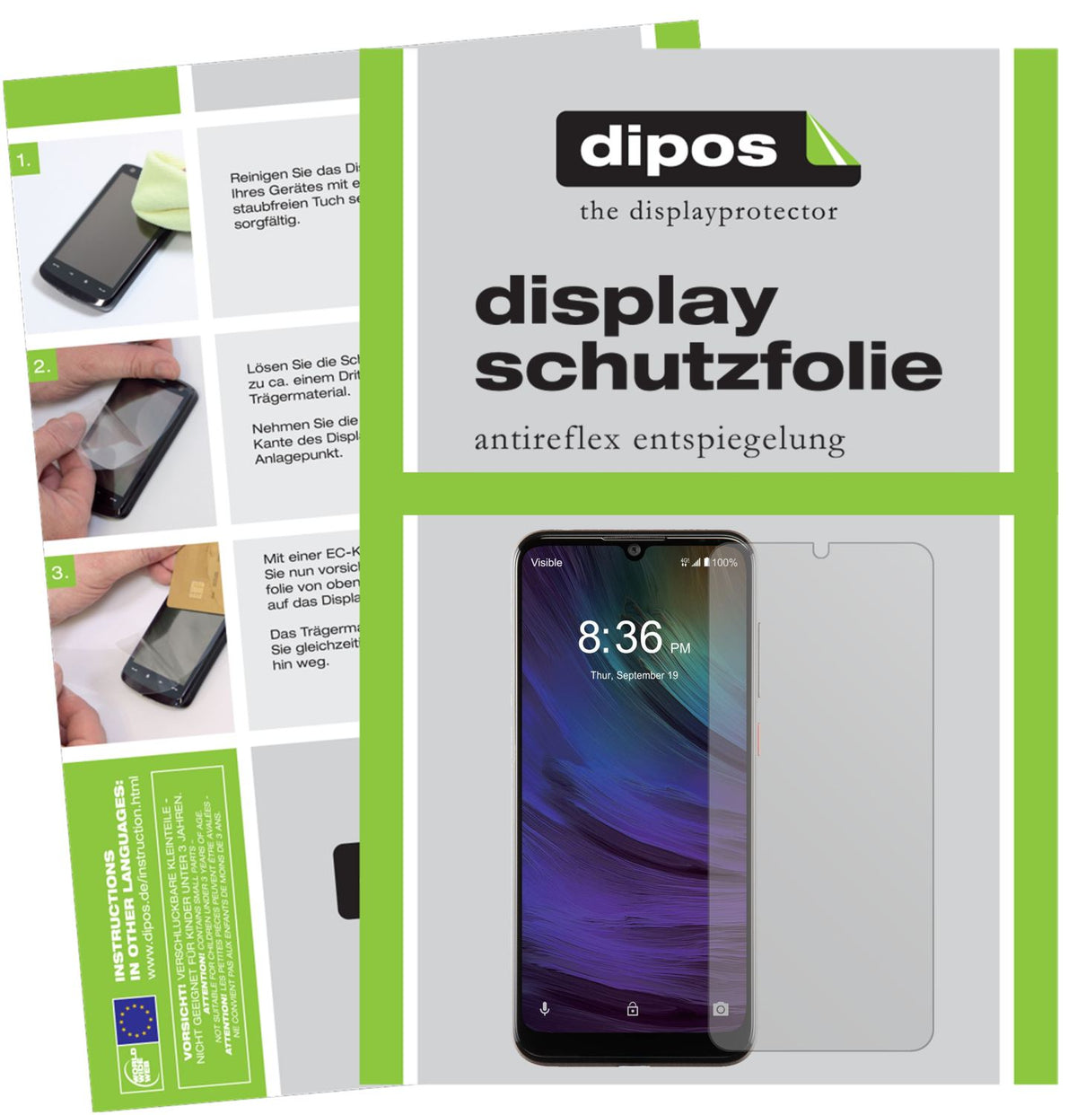 Matte Displayschutzfolie von dipos passend für ZTE Blade A7 Prime, präziser Zuschnitt und blasenfrei montiert